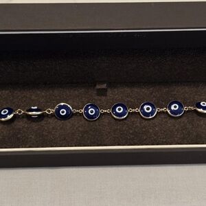 Chic Gold and Blue Evil Eye Bracelet